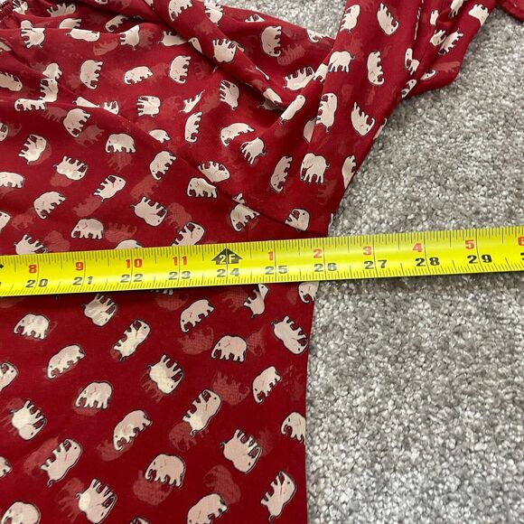 Unbranded Blouse Shirt Womens 3XL Red Long Sleeve Elephant Print Ladies Top - Picture 8 of 8